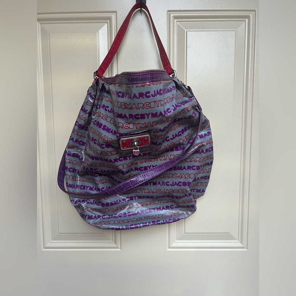 Authentic Marc by Marc Jacoba Vinyl Monogram Bag with Double Straps